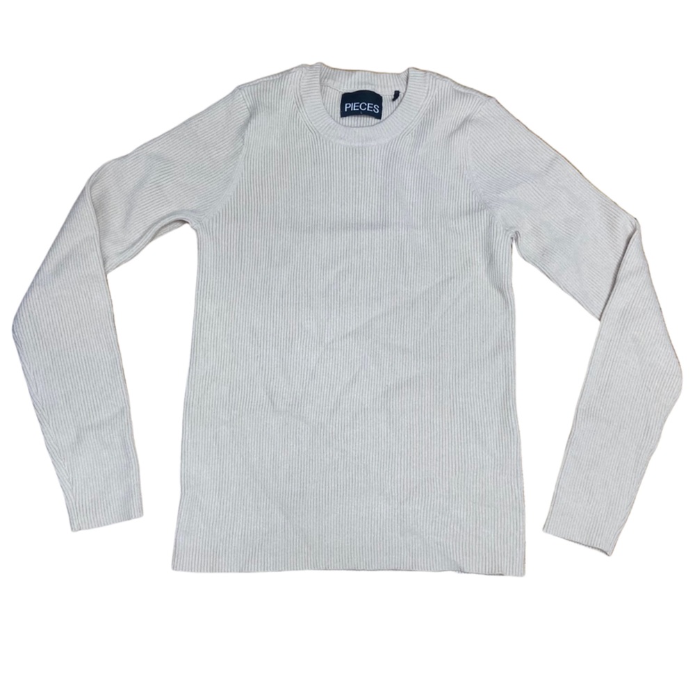 Pieces Women’s Cream Ribbed Sweatshirt Size Large